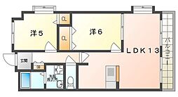 コーポエトワール 2LDKの間取図画像