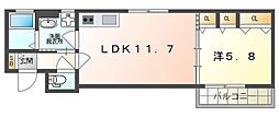 クリエオーレ石原町 1LDKの間取図画像