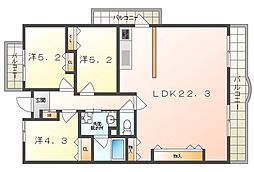 藤和守口ハイタウン 3LDKの間取図画像