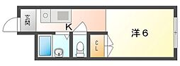 イーストタウンハイツ 1Kの間取図画像