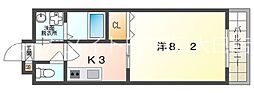 アンプルールクラージュアミティエ 1Kの間取図画像