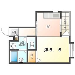 シェルマンド薩摩 1Kの間取図画像