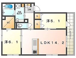 D-ROOM速見町 2LDKの間取図画像