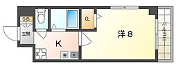 メリックビル2 1Kの間取図画像