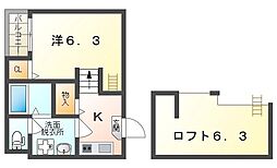 Stage梅園 1Kの間取図画像