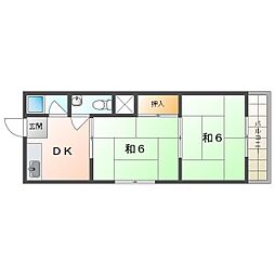 コンフォート・カスガ 2DKの間取図画像