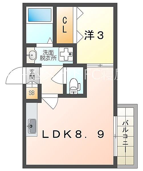 ジーメゾン寝屋川市秦町アリビオ ｜大阪府寝屋川市秦町(賃貸アパート1LDK・1階・28.90㎡)の写真 その2