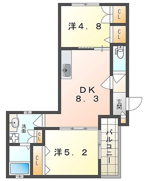 ラモーナ中野本町II ｜大阪府四條畷市中野本町(賃貸アパート2DK・1階・42.82㎡)の写真 その2