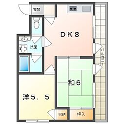 レスターテ2 2DKの間取図画像