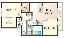 グランドゥール畷 3DKの間取図画像