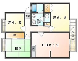 SUNVILLAGE岩井C棟 3LDKの間取図画像