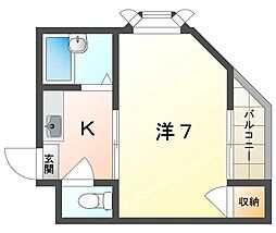 クワイエット四條畷 1Kの間取図画像
