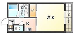サンモールD棟 1Kの間取図画像