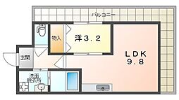 ルミエール星田 1LDKの間取図画像