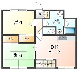 シャトー忍ケ丘 2DKの間取図画像