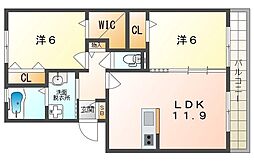 ロータスコート四宮 2LDKの間取図画像