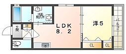 門真市城垣町アパート 1LDKの間取図画像
