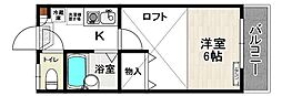シャトープルミエール 1Kの間取図画像