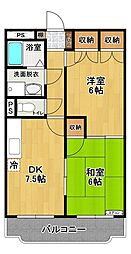 メゾン・ド・アルファ1 2DKの間取図画像