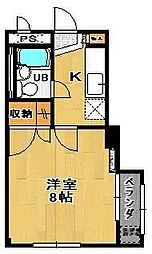 グリーンパーク 1Kの間取図画像