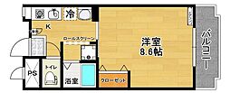 館アズビック 1Kの間取図画像
