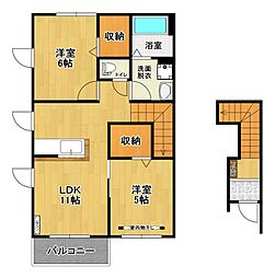 Pine.Well 2LDKの間取図画像
