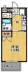 ライオンハイツ 1Kの間取図画像