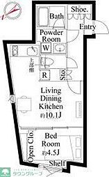 京急本線 立会川駅 徒歩12分の賃貸マンション 4階1LDKの間取り