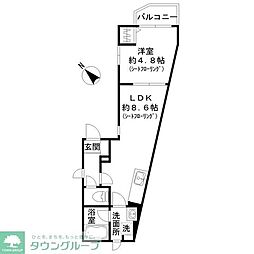 東急大井町線 戸越公園駅 徒歩4分の賃貸マンション 1階1LDKの間取り