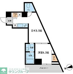 東急池上線 雪が谷大塚駅 徒歩3分の賃貸マンション 2階1DKの間取り