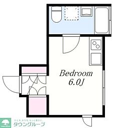 馬込レジデンス 2階ワンルームの間取り