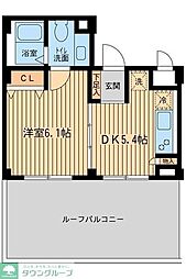 東急目黒線 不動前駅 徒歩4分の賃貸マンション 5階1DKの間取り