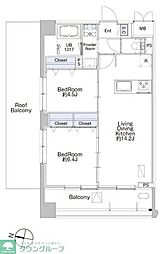 東急池上線 池上駅 徒歩6分の賃貸マンション 7階2LDKの間取り