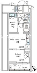 東急大井町線 北千束駅 徒歩3分の賃貸マンション 4階1SLDKの間取り