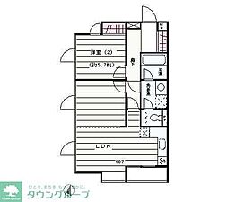 東急池上線 池上駅 徒歩5分の賃貸マンション 1階2LDKの間取り