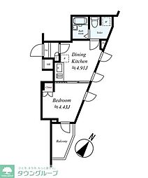 東急多摩川線 鵜の木駅 徒歩5分の賃貸マンション 4階1DKの間取り