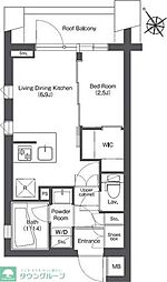 東急目黒線 不動前駅 徒歩2分の賃貸マンション 4階1DKの間取り
