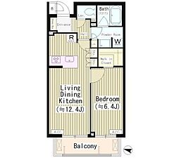 JR横須賀線 西大井駅 徒歩9分の賃貸マンション 1階1LDKの間取り