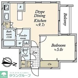JR山手線 目黒駅 徒歩3分の賃貸マンション 3階1LDKの間取り