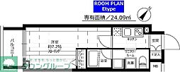 京急本線 京急蒲田駅 徒歩4分の賃貸マンション 13階1Kの間取り