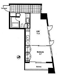 都営浅草線 戸越駅 徒歩1分の賃貸マンション 11階1LDKの間取り