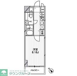 都営浅草線 西馬込駅 徒歩19分の賃貸マンション 3階1Kの間取り