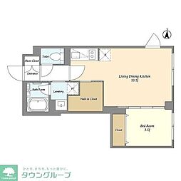JR山手線 恵比寿駅 徒歩16分の賃貸マンション 2階1LDKの間取り