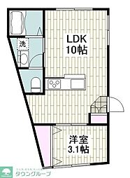 西小山レーベル 4階1LDKの間取り