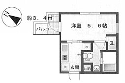 京急本線 北品川駅 徒歩6分の賃貸マンション 3階1Kの間取り