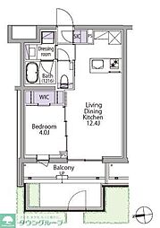 都営三田線 白金台駅 徒歩8分の賃貸マンション 1階1LDKの間取り