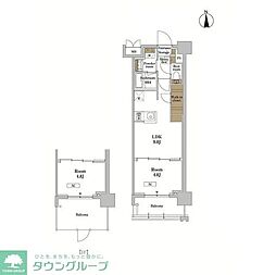 RJRプレシア蒲田 1LDKの間取図画像
