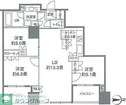 東京臨海高速鉄道りんかい線 品川シーサイド駅 徒歩6分の賃貸マンション 14階3LDKの間取り
