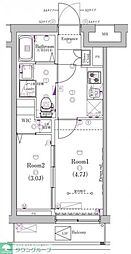 東急多摩川線 矢口渡駅 徒歩3分の賃貸マンション 4階2Kの間取り