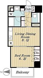 JR山手線 五反田駅 徒歩5分の賃貸マンション 3階1LDKの間取り